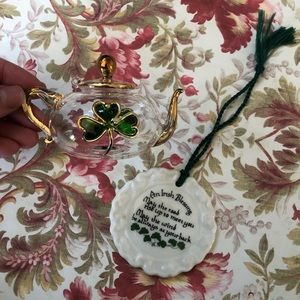 2 Irish Christmas Ornaments (teapot + Irish blessing) 🍀